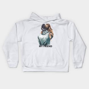 Man and faithful dog. Kids Hoodie